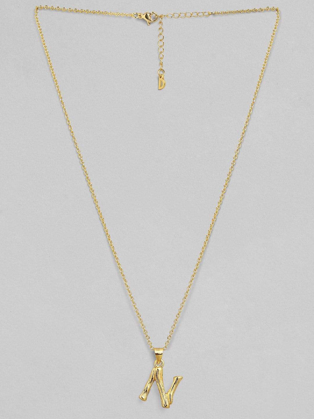 Rubans Gold Plated Alphabet "N" Necklace Chain & Necklaces