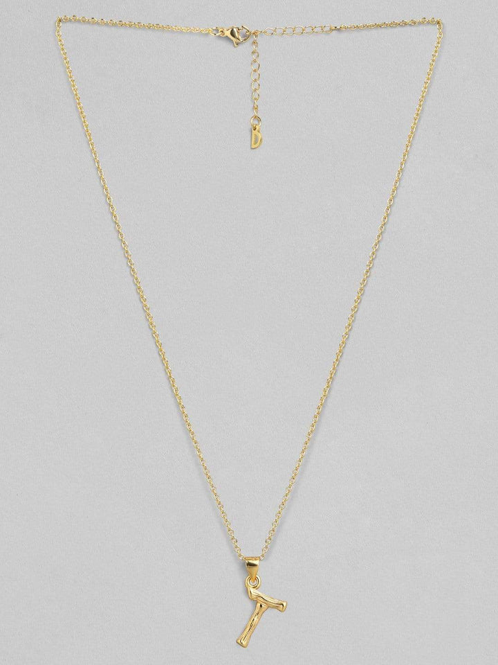 Rubans Gold Plated Alphabet "T" Necklace Chain & Necklaces