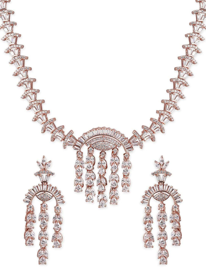 Rubans Gold Plated American Diamond Necklace Set. Necklace Set