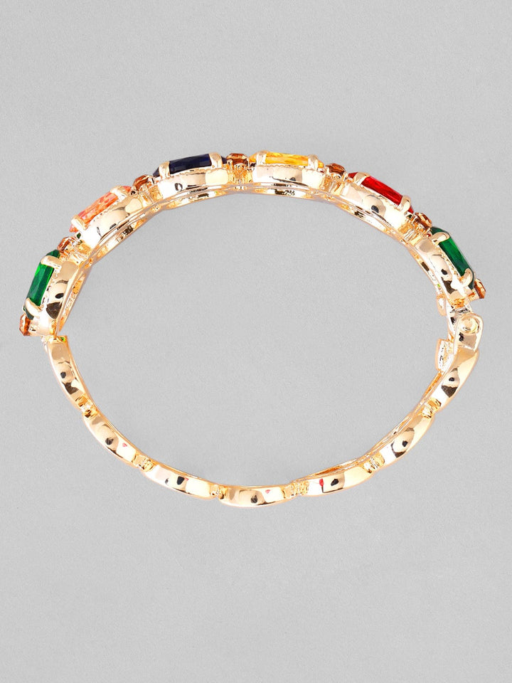 Rubans gold plated bracelet with multicoloured circular shaped stones. Bracelets