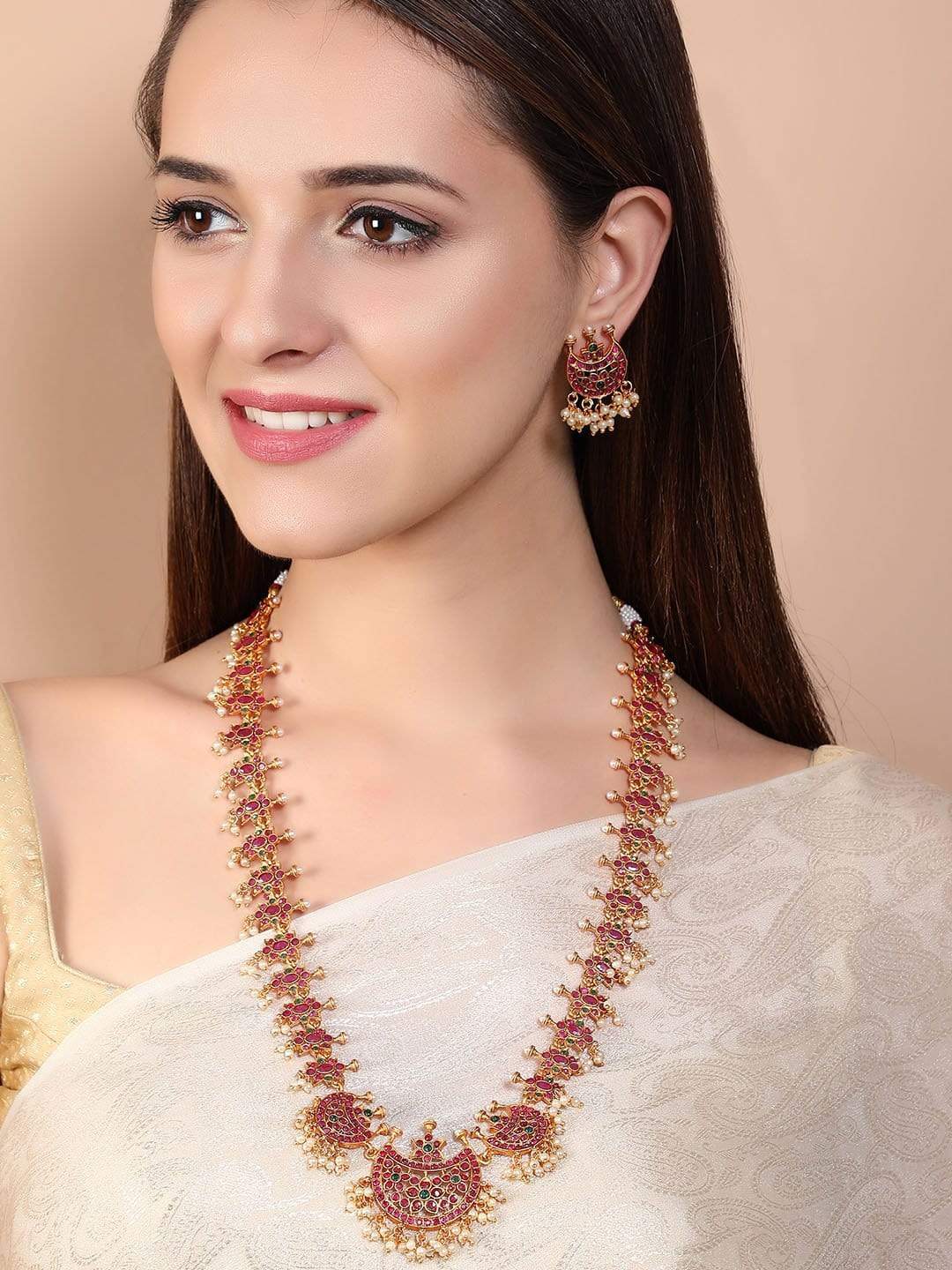 Rubans Gold Plated Color Stone  Necklace Set Necklace Set