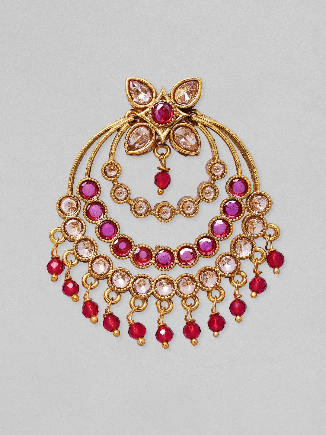 Rubans Gold-Plated Crescent Shaped AD Studded Chandbalis Earrings Earrings