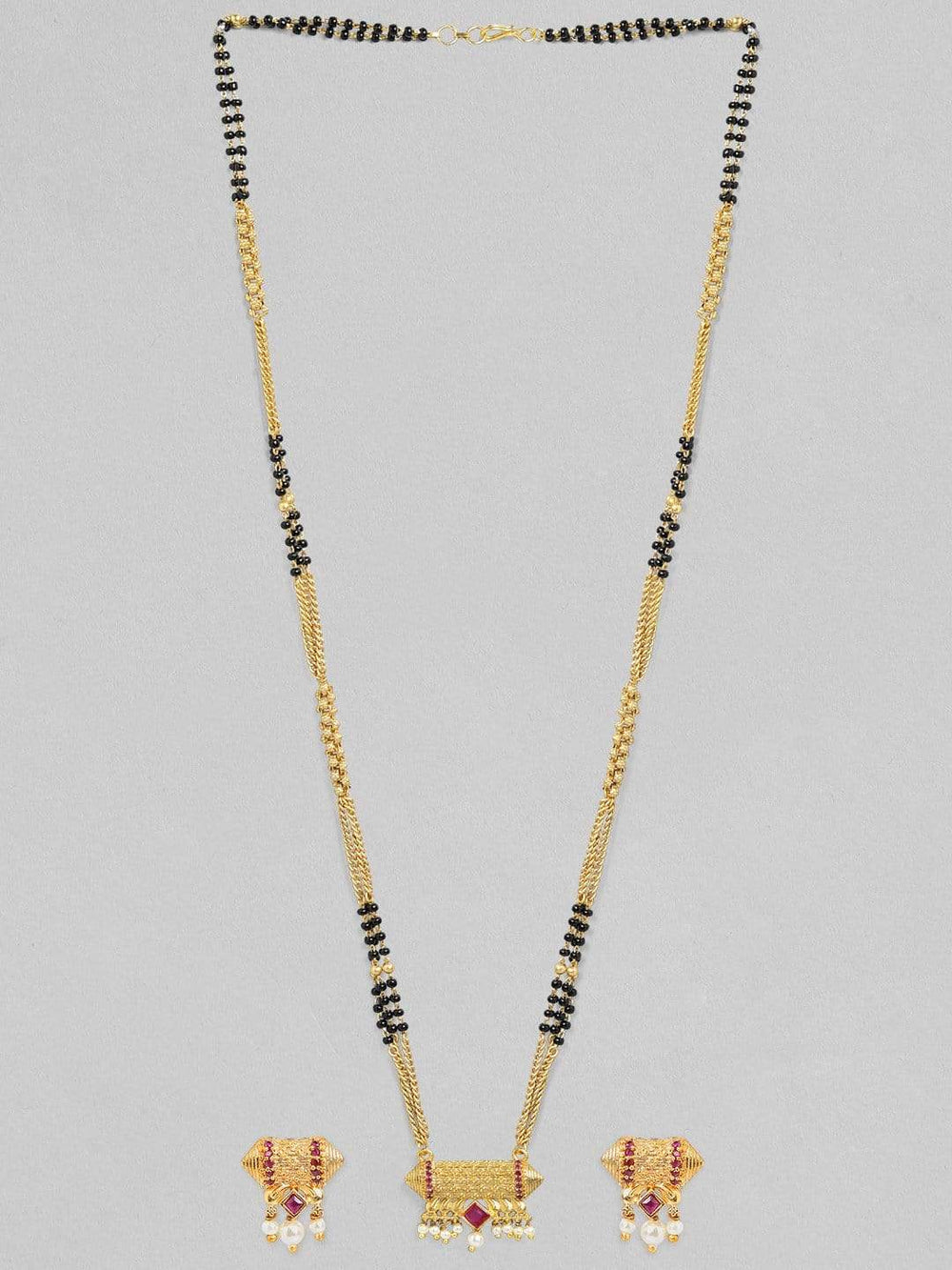 Rubans Gold Plated Delicate Pendant Mangalsutra Necklace Set