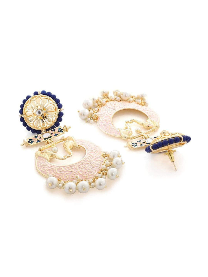 Rubans Gold Plated Enamel Statement Chandbali Earrings Earrings