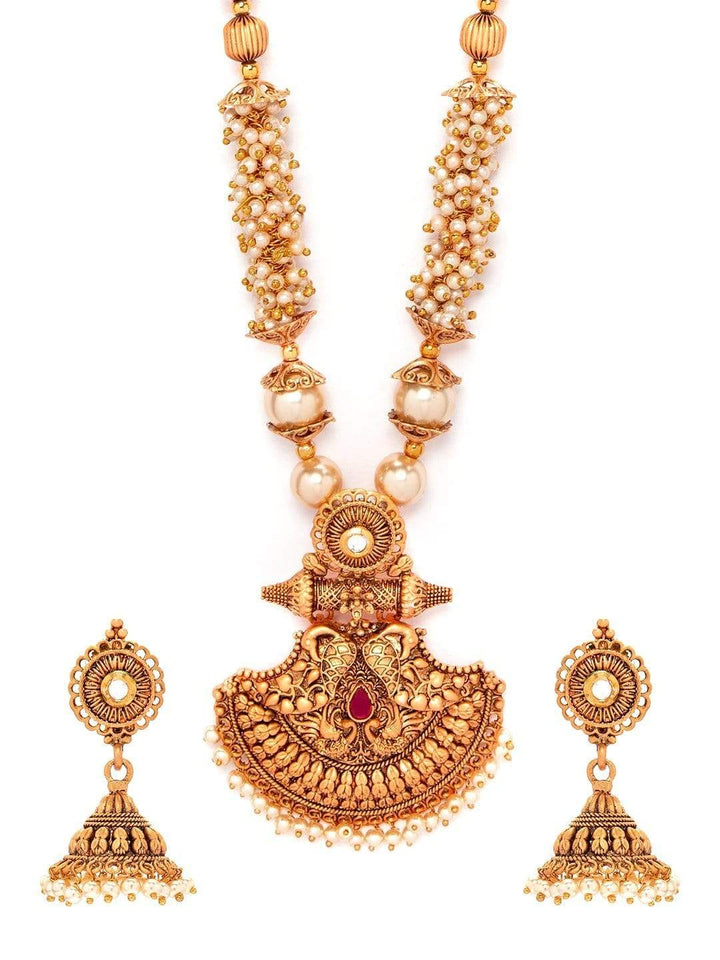Rubans Gold Plated Hand Crafted Statement Necklace Set Necklace Set