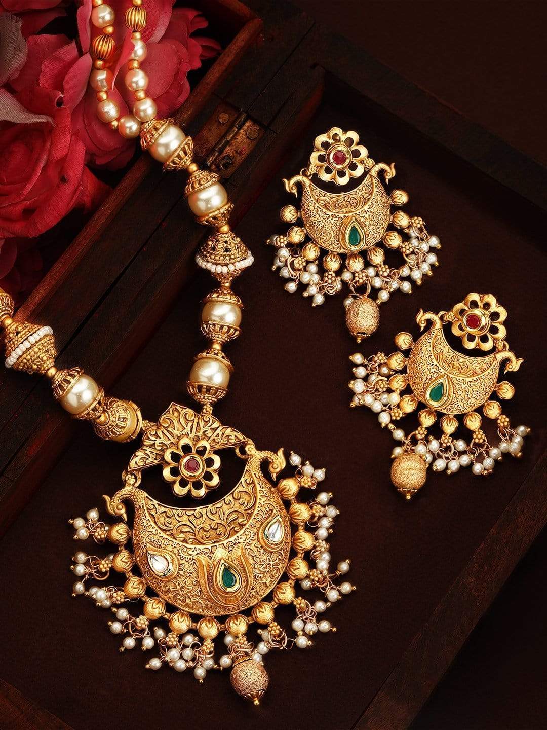 Rubans Gold Plated Hand Crafted   Statement Necklace Set Necklace Set