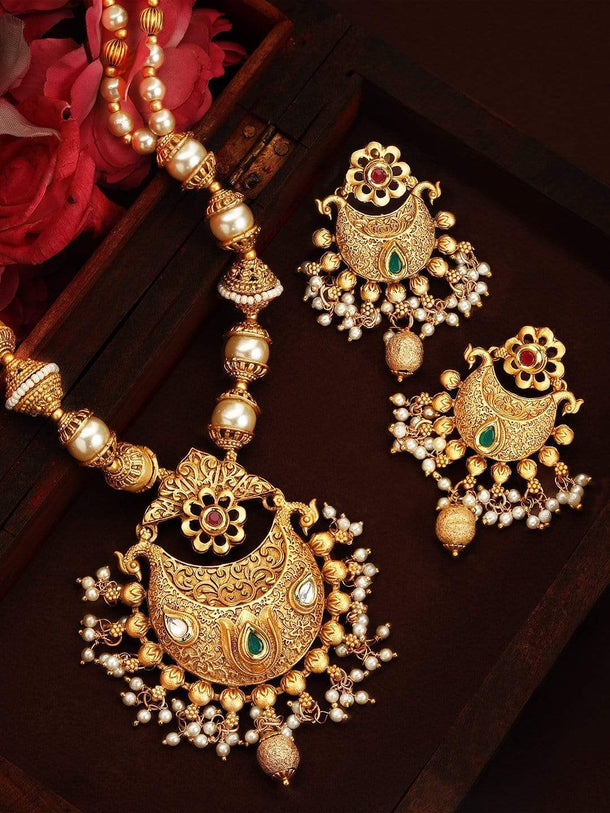 Rubans Gold Plated Hand Crafted   Statement Necklace Set Necklace Set