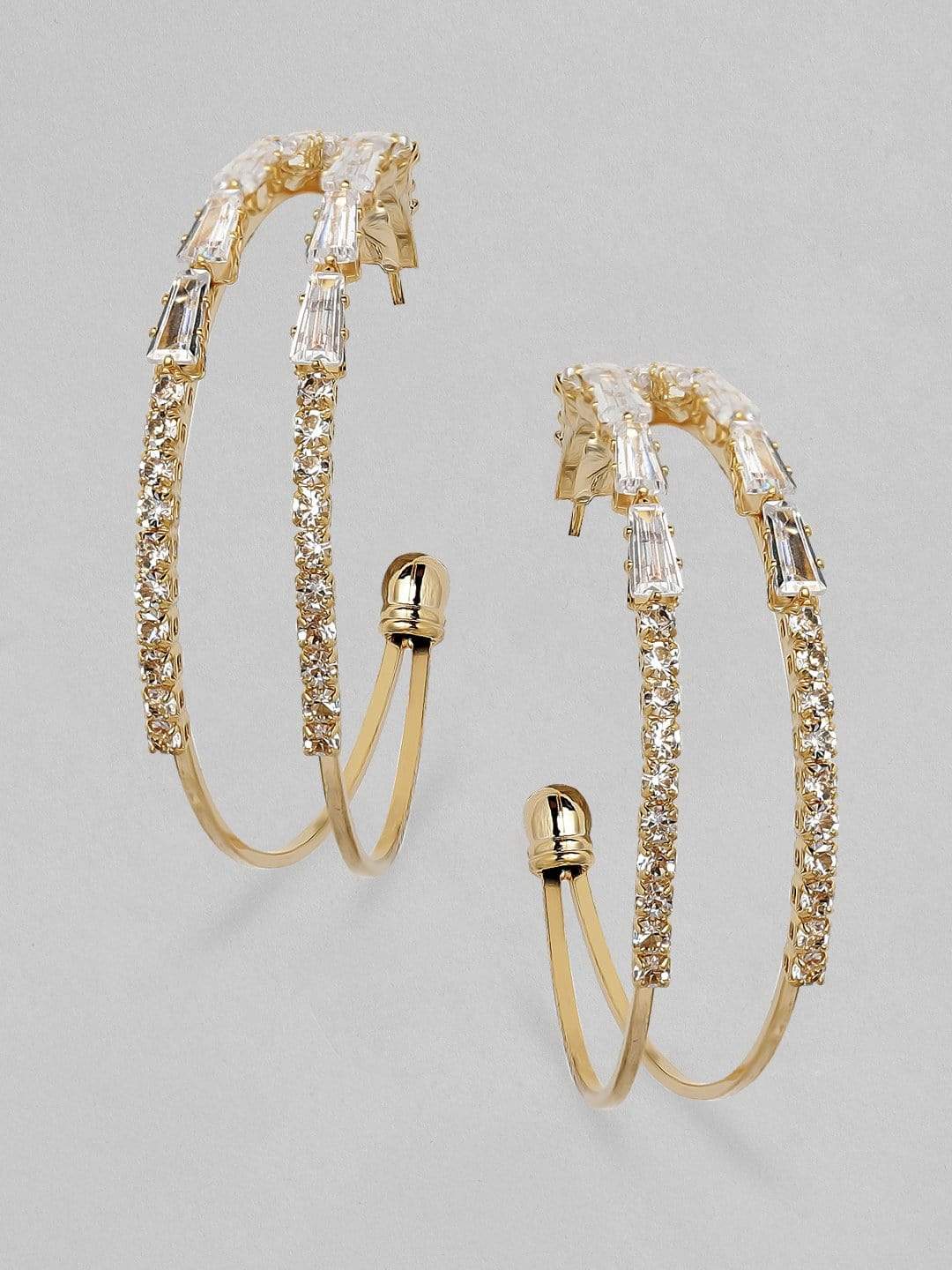 Rubans Gold Plated Handcrafted AD Stone Hoop Earrings Earrings