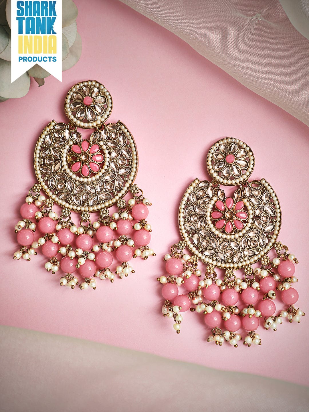 Pink Kundan Jhumka Earrings/ Meenakari Jhumka /off White - Etsy | Pakistani  earrings, Beaded jewelry designs, Indian earrings