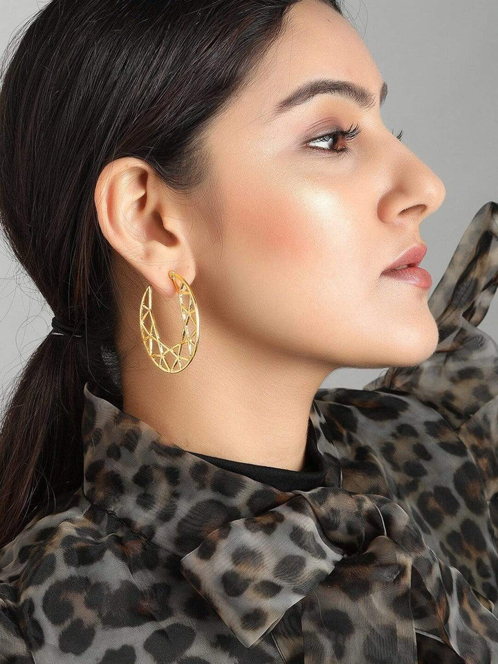 Rubans Gold Plated Handcrafted Classic Half Hoop Earrings Earrings