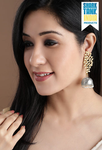 Rubans  Gold Plated Handcrafted Dual Toned Filigree Jhumka Earrings Earrings