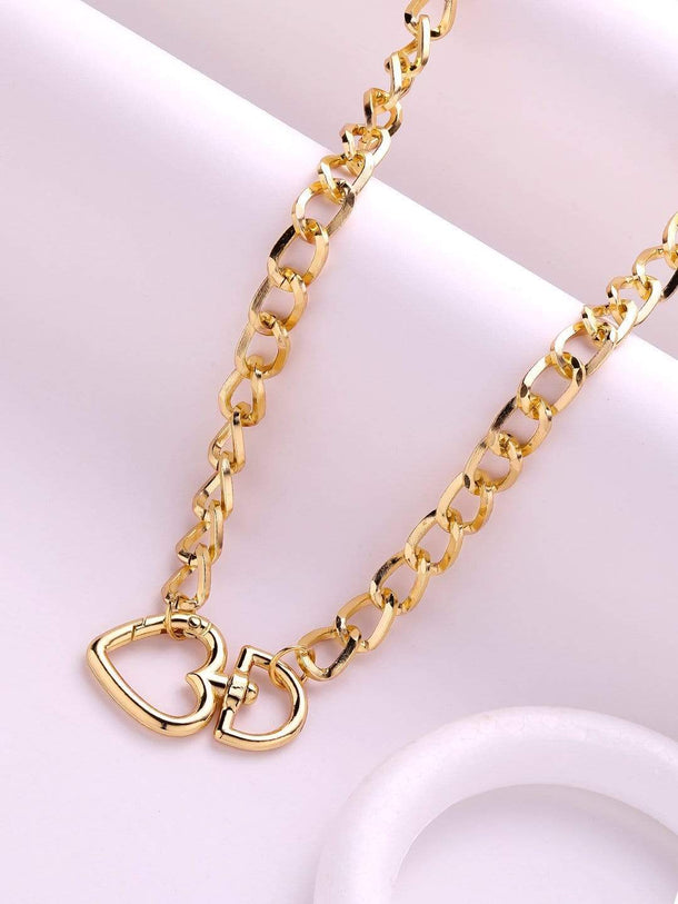 Rubans Gold Plated Handcrafted Heart Shape Interlinked  Chain Necklace Chain & Necklaces