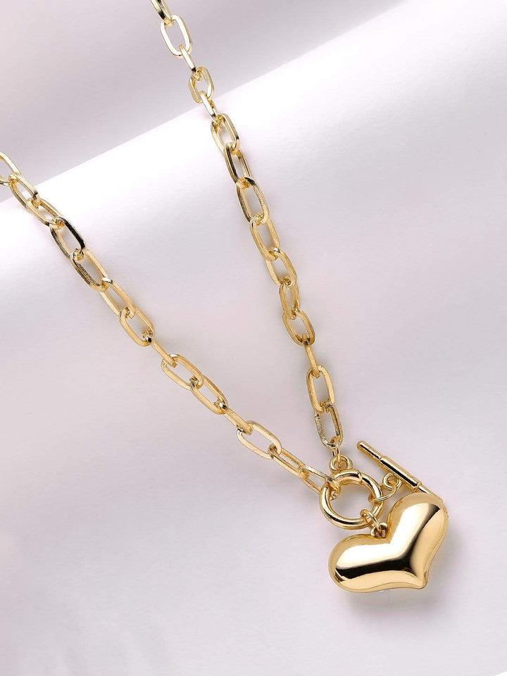 Rubans Gold Plated Handcrafted Heart Shape Interlinked  Chain Necklace Chain & Necklaces