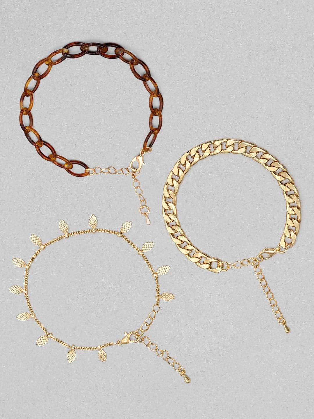 Rubans Gold Plated Handcrafted Interlinked Set of 3 Bracelet Bangles & Bracelets