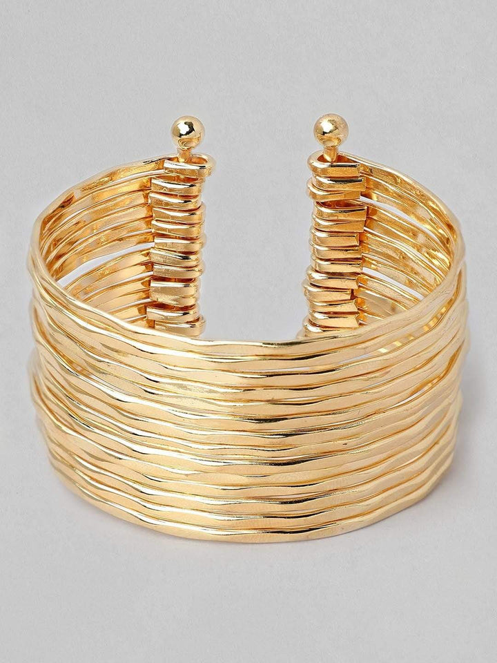 Rubans Gold Plated Handcrafted Multi Layered Openable Bracelet Bangles & Bracelets