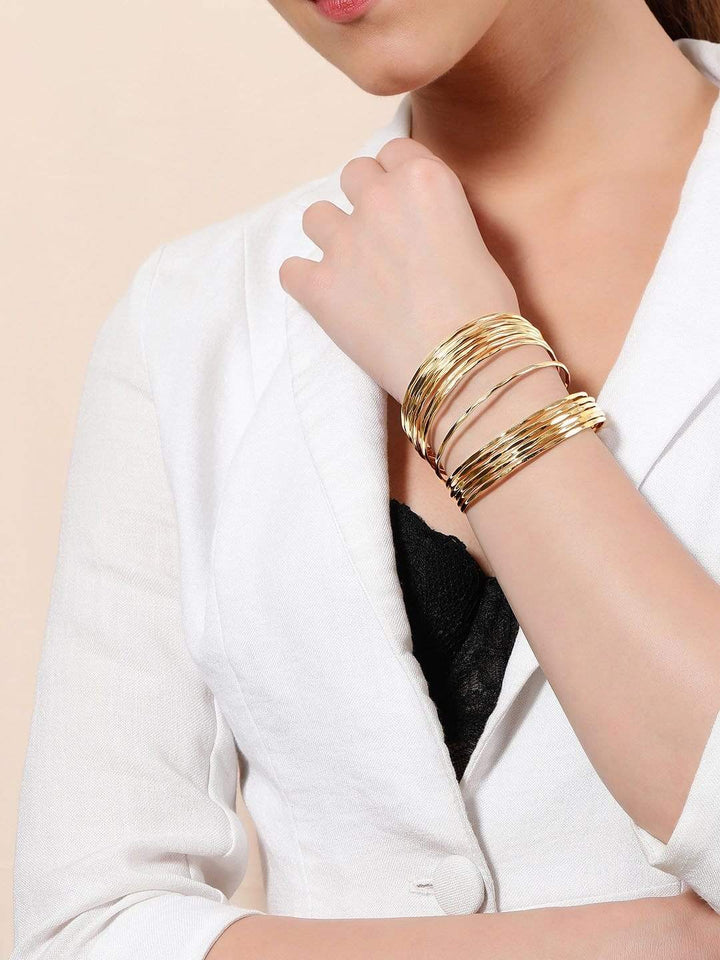 Rubans Gold Plated Handcrafted Multi Layered Openable Bracelet Bangles & Bracelets