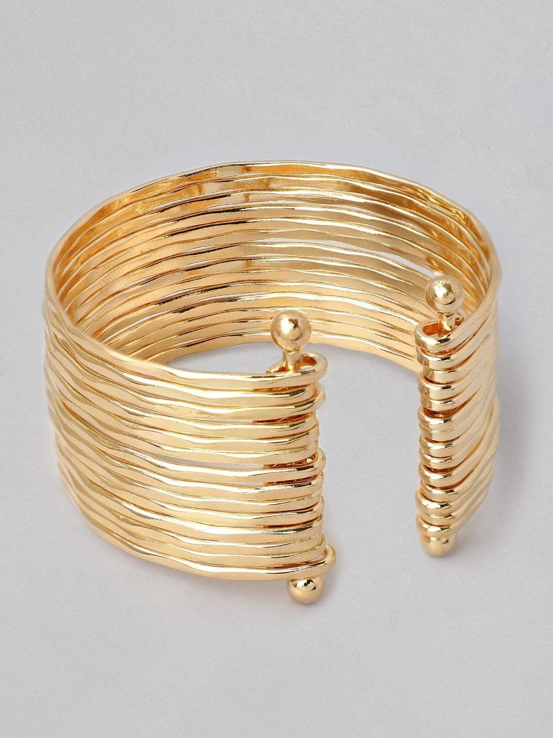 Rubans Gold Plated Handcrafted Multi Layered Openable Bracelet Bangles & Bracelets