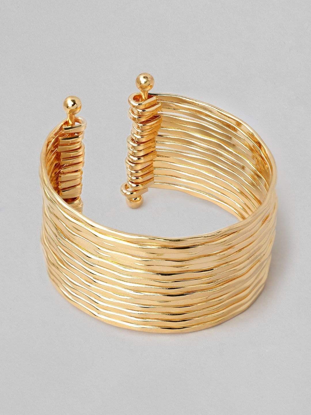 Rubans Gold Plated Handcrafted Multi Layered Openable Bracelet Bangles & Bracelets