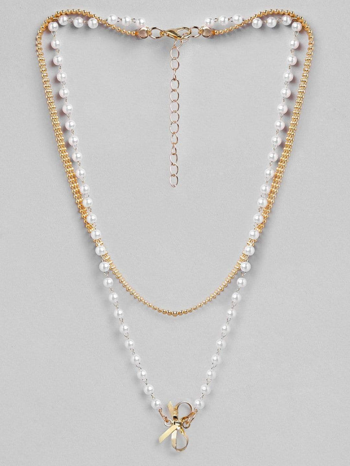 Rubans Gold Plated Handcrafted  Pearls Necklace Chain & Necklaces