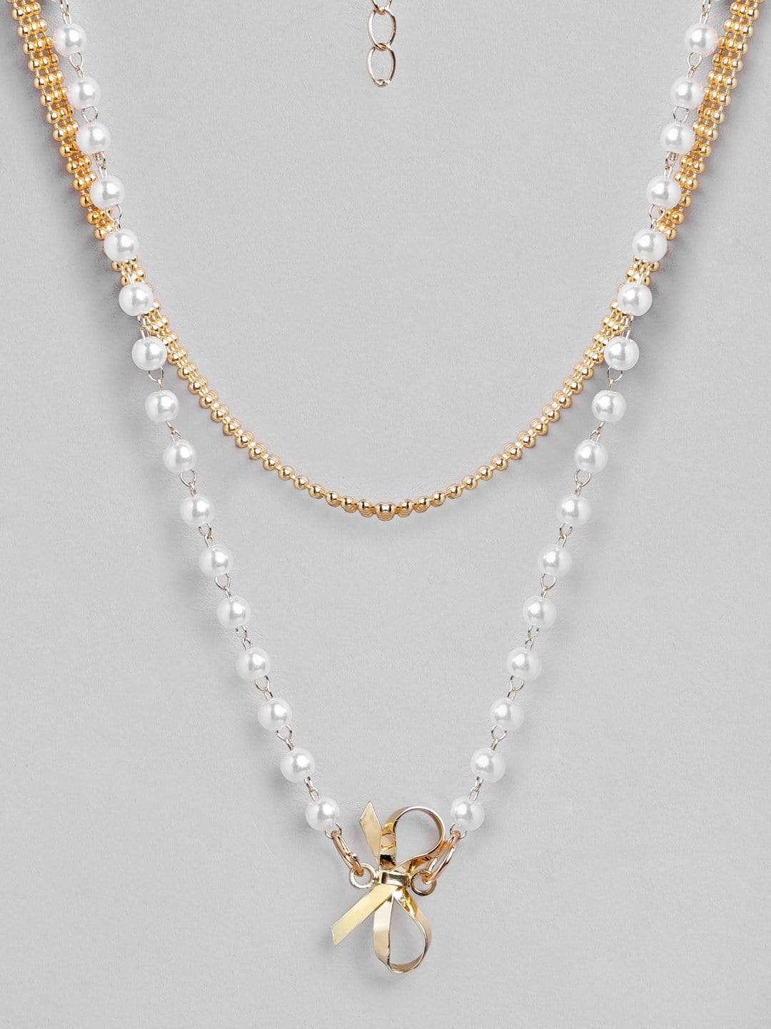 Rubans Gold Plated Handcrafted  Pearls Necklace Chain & Necklaces