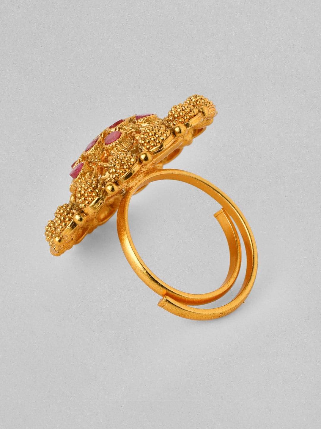 Rubans  Gold Plated  Handcrafted Red Stone Statement Ring Rings