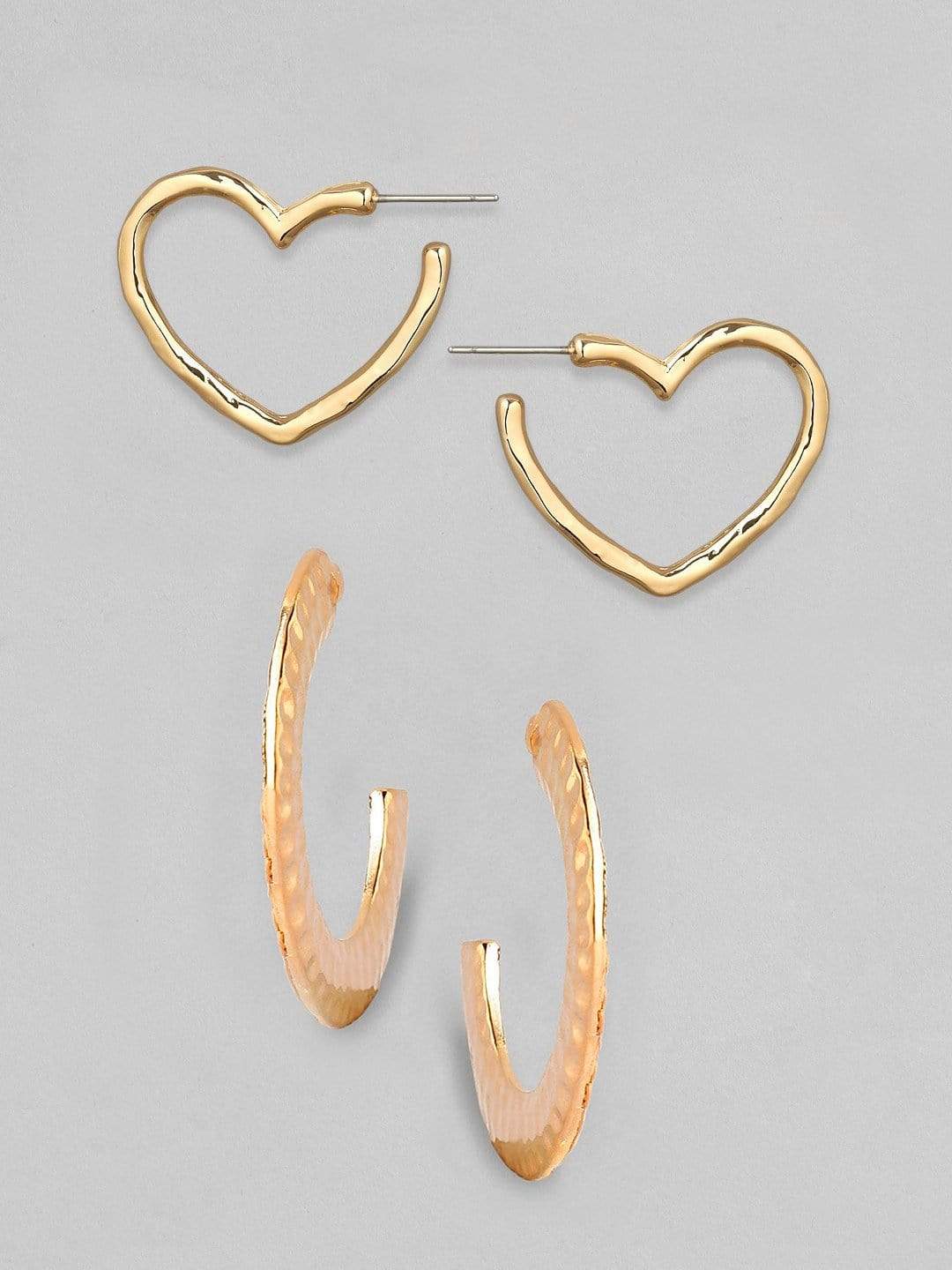 Rubans Gold Plated Handcrafted Set of 2 Hoop Earrings Earrings