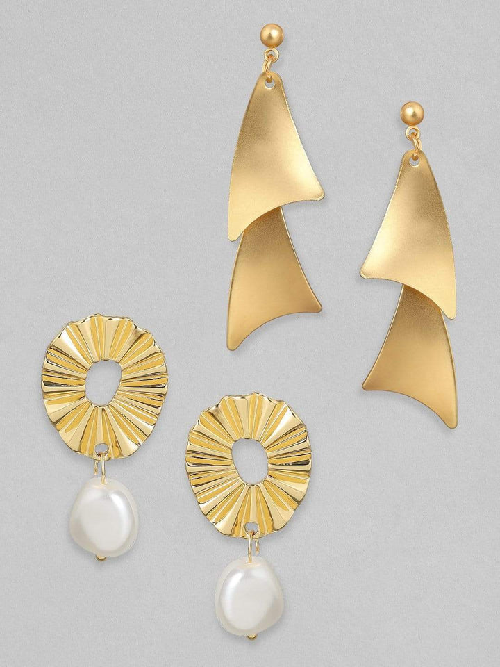 Rubans Gold Plated Handcrafted Set of 2 Srop Earrings Earrings