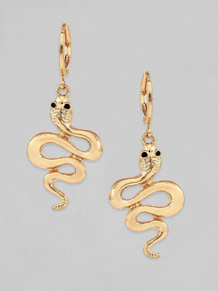 Rubans Gold Plated Handcrafted Snake Hoop Earrings Earrings