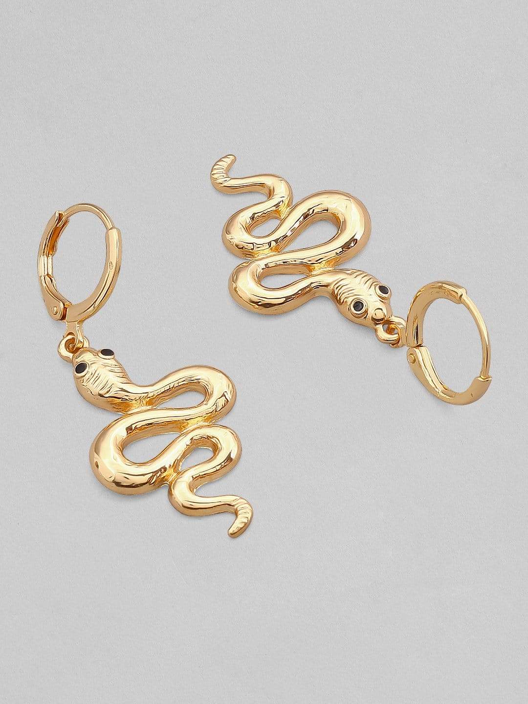 Rubans Gold Plated Handcrafted Snake Hoop Earrings Earrings