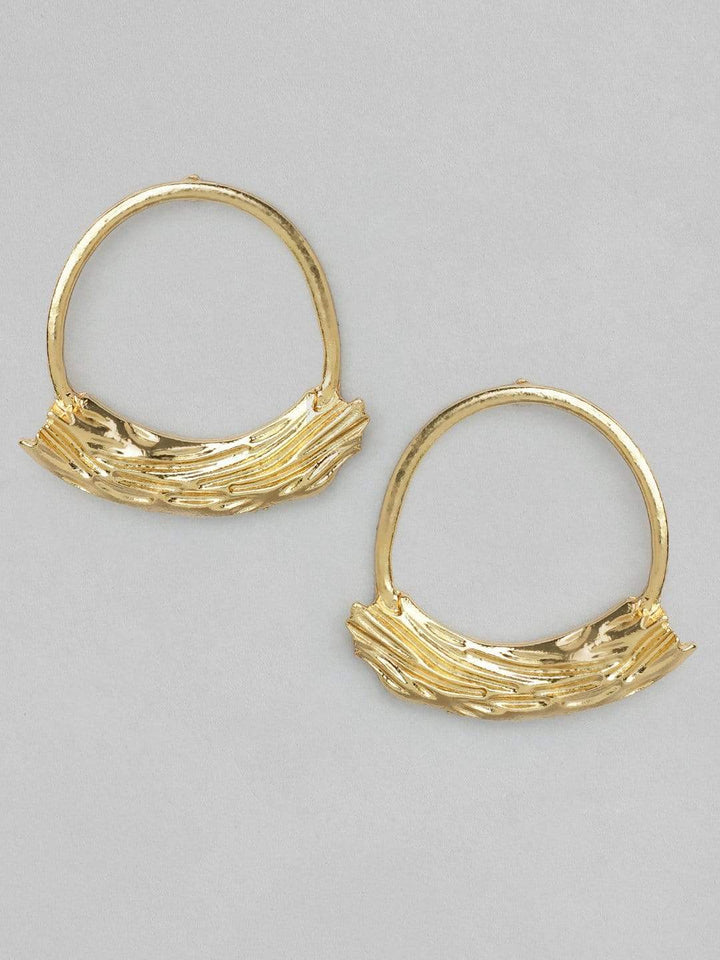 Rubans Gold Plated Handcrafted Textured Drop Earrings Earrings