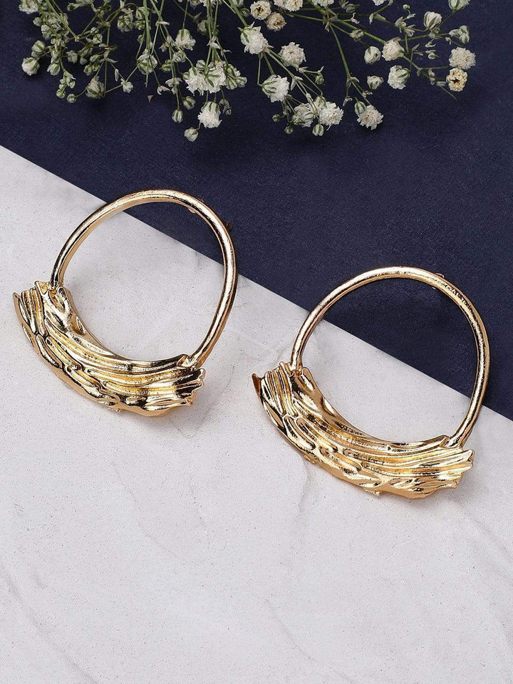 Rubans Gold Plated Handcrafted Textured Drop Earrings Earrings