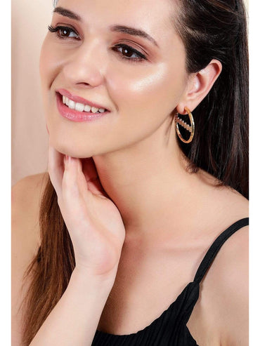Rubans Gold Plated Handcrafted Textured  Hoop Earrings Earrings