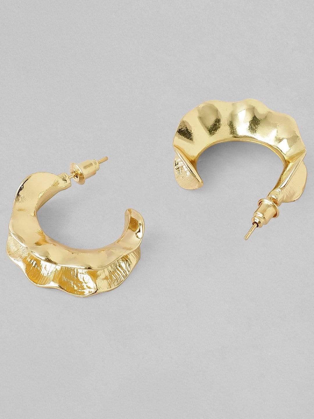 Rubans Gold Plated Handcrafted Textured Hoop Earrings Earrings