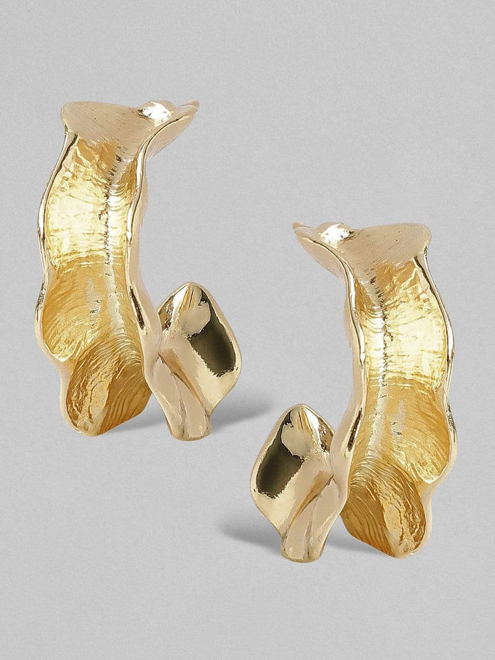 Rubans Gold Plated Handcrafted Textured Hoop Earrings Earrings