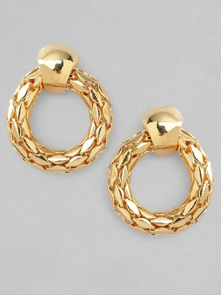 Rubans Gold Plated Handcrafted Textured Stud Earrings Earrings