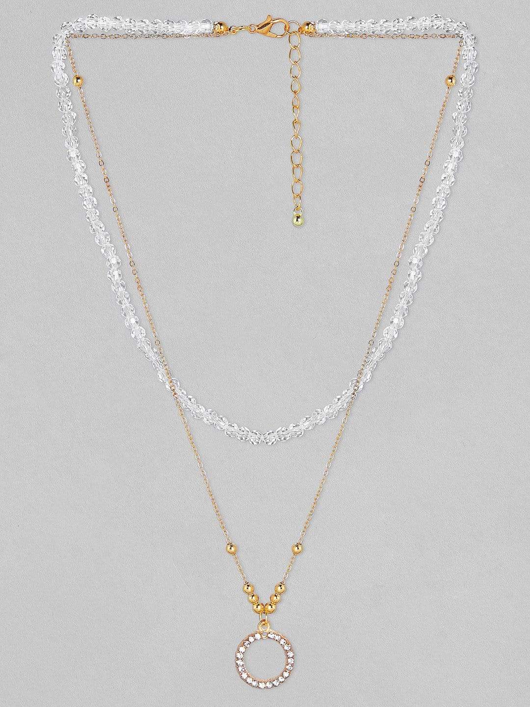 Rubans Gold Plated Handcrafted White Beads Layered Chain Necklace Chain & Necklaces