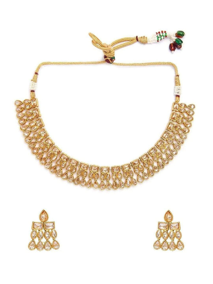 Rubans Gold-Plated Indian Traditional Kundan Necklace Set For Women Necklace Set