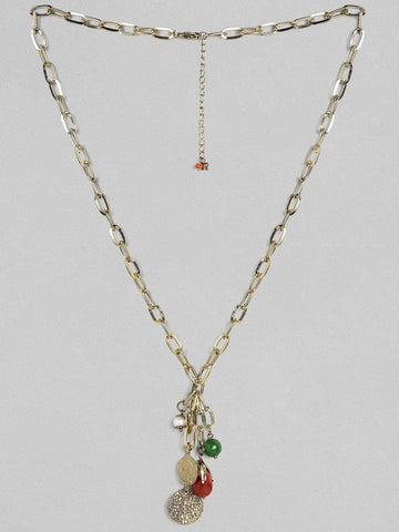 Rubans Gold Plated Interlinked Beads Pendant Necklace Chain & Necklaces