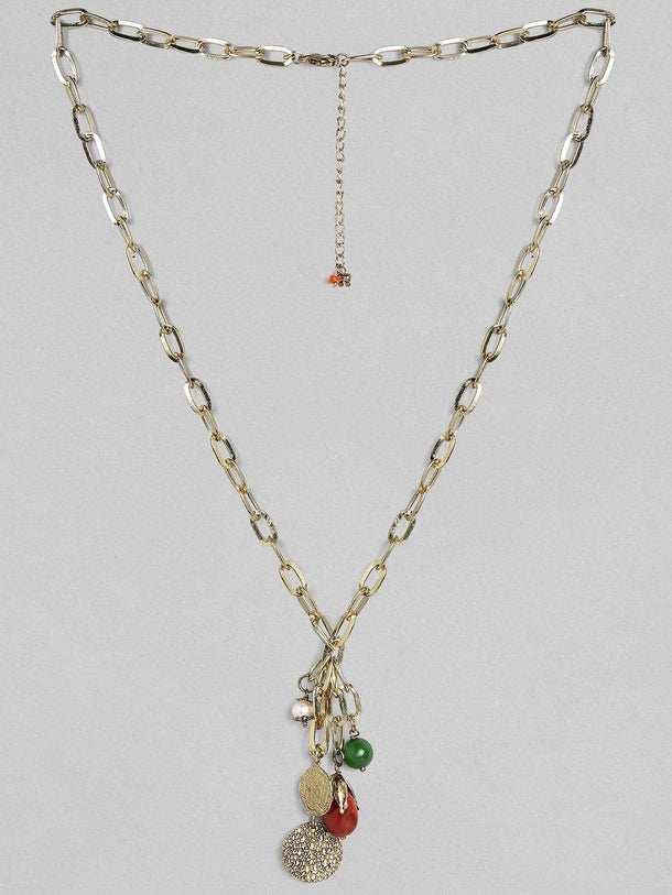 Rubans Gold Plated Interlinked Beads Pendant Necklace Chain & Necklaces