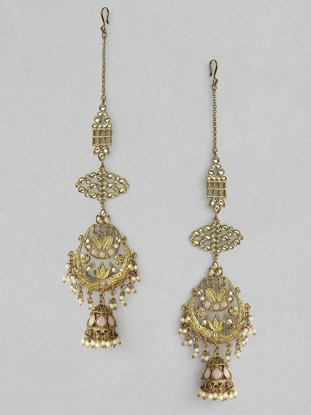 Rubans Gold Plated Kundan Jhumka Earrings Earrings