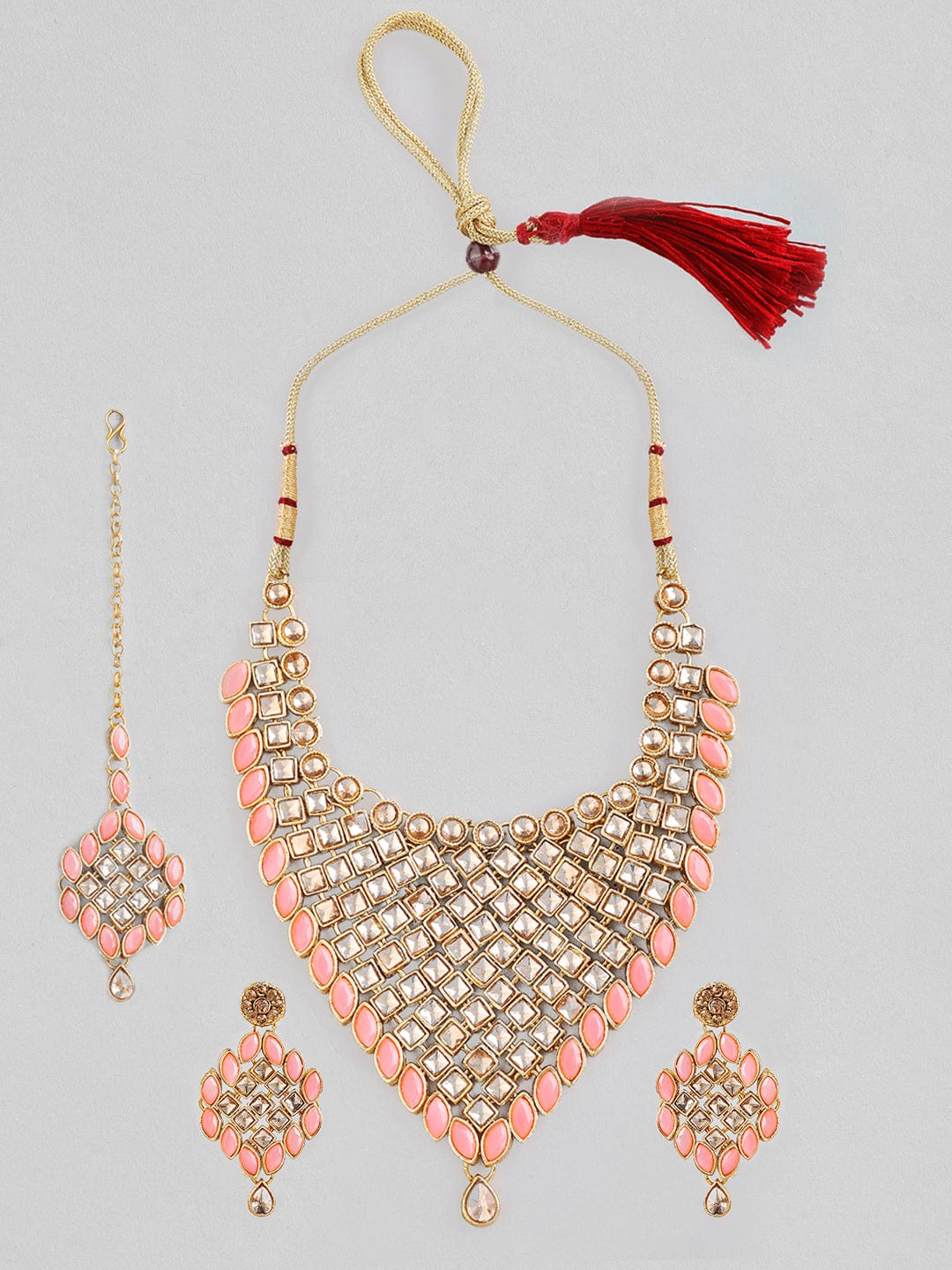 Green Colour Beads Necklace Indian Jewelery Set for Saree Salwar