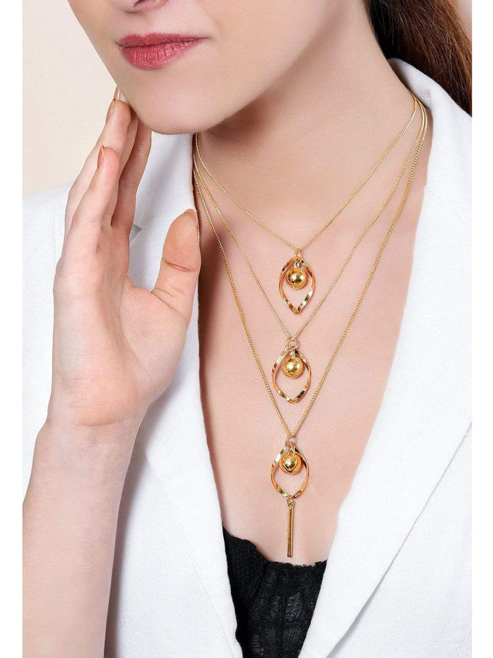 Rubans Gold Plated Multi Layer Chain Necklace Necklace Set