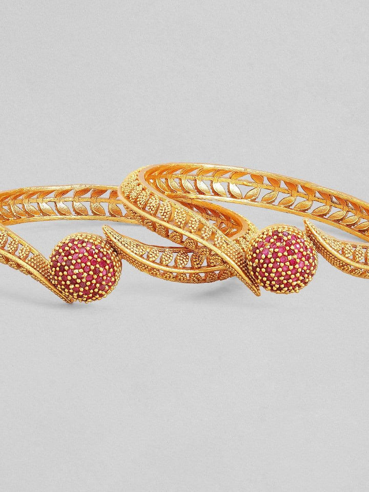 Rubans Gold Plated Red Enamel Set Of 2 Bangles Bangles & Bracelets