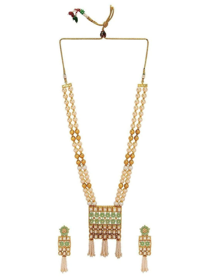 Rubans Gold Plated Statement Pendant Set Necklace Set