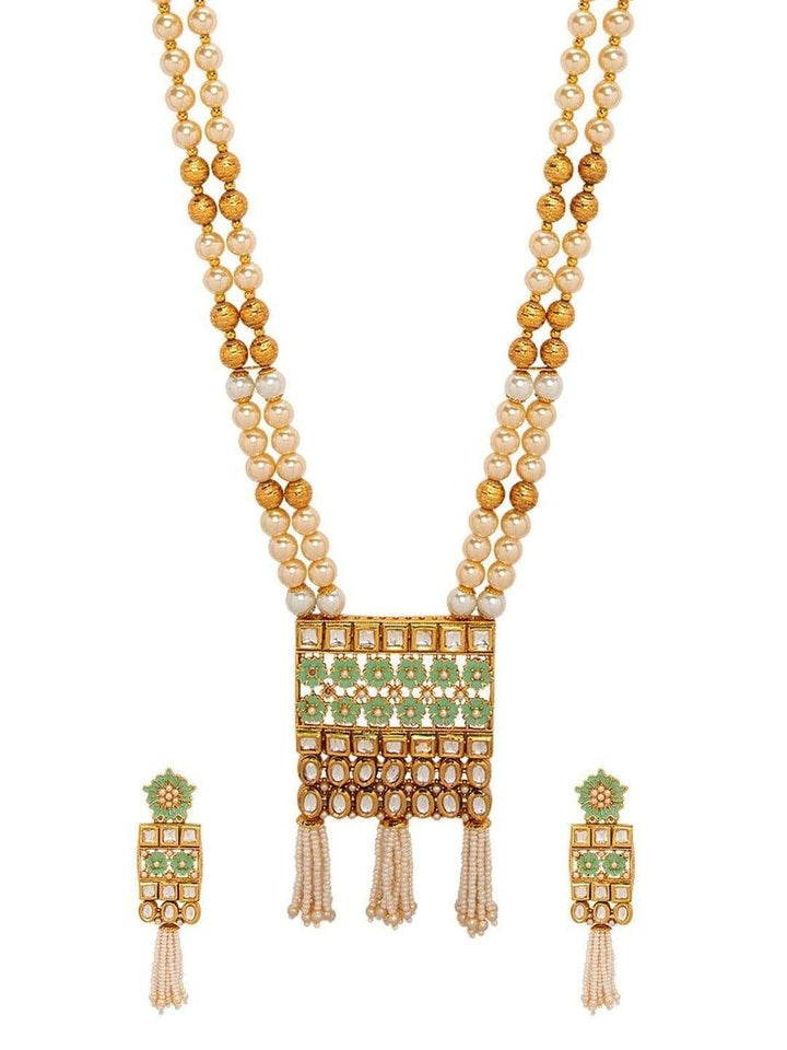 Rubans Gold Plated Statement Pendant Set Necklace Set