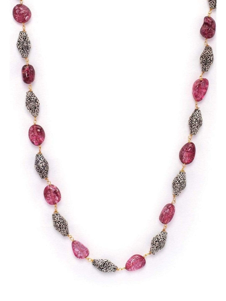Rubans Gold Plated Vintage CZ Studded Faux Ruby Beads Embellished Necklace Chain & Necklaces