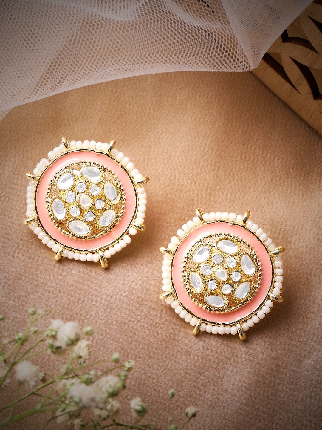 Rubans Gold-Toned Circular Studs Earrings Earrings