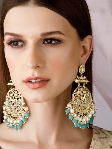 Rubans Gold-Toned Contemporary Chandbalis Earrings Earrings