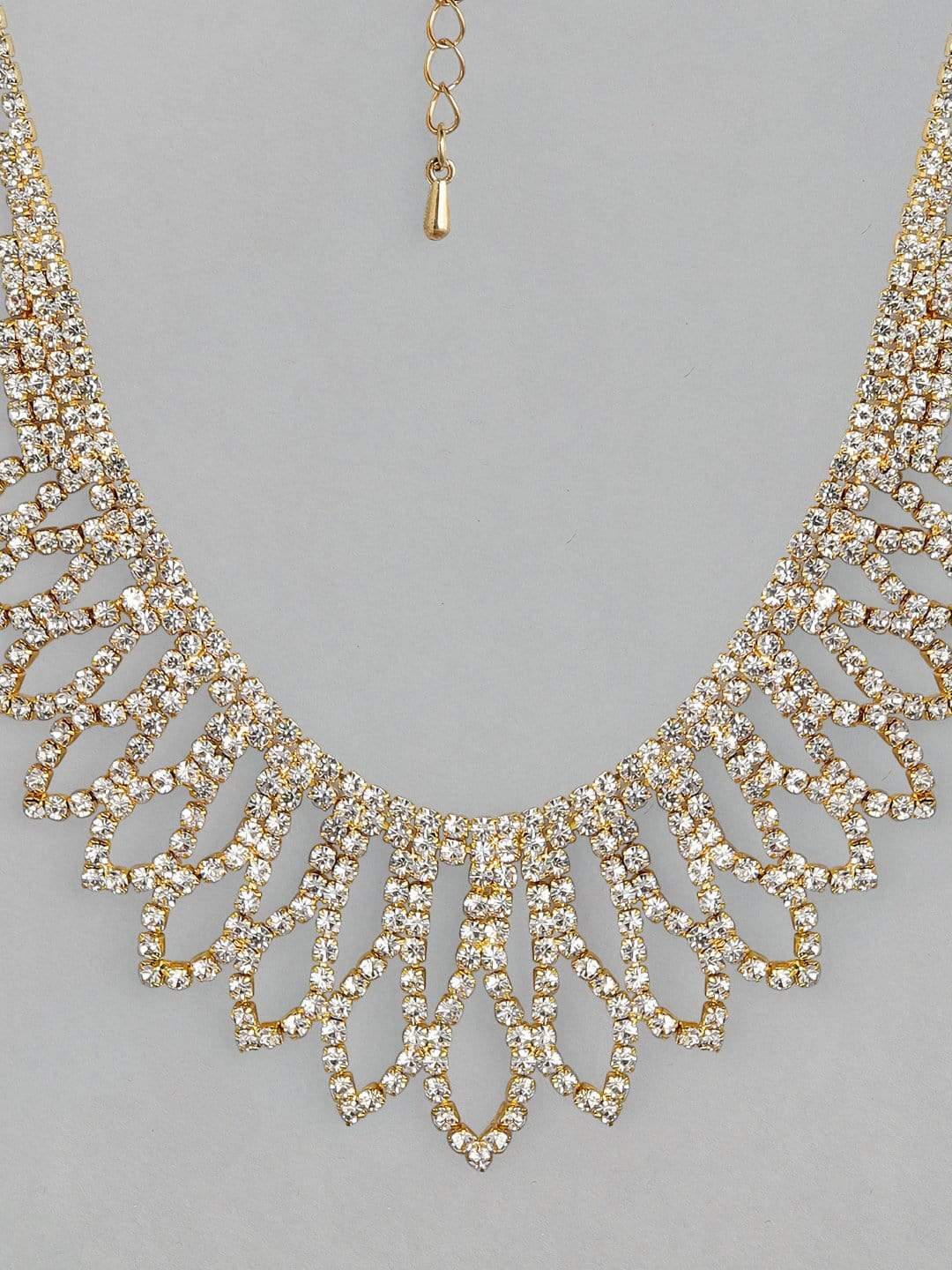 Rubans Gold Toned Handcrafted Rhinestone Necklace Chain & Necklaces
