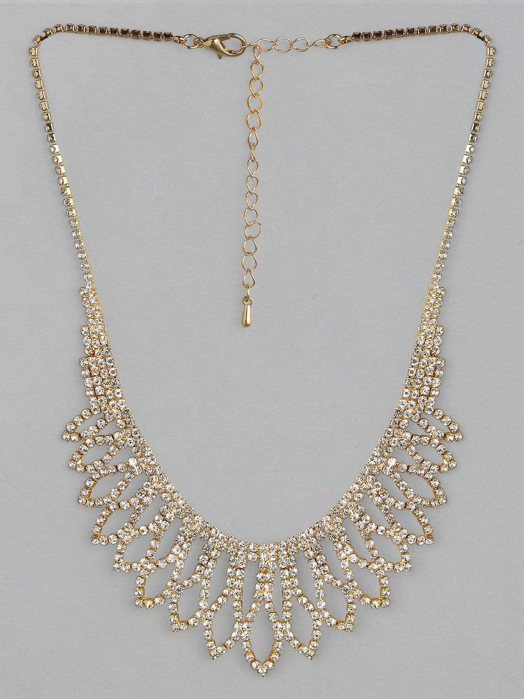 Rubans Gold Toned Handcrafted Rhinestone Necklace Chain & Necklaces